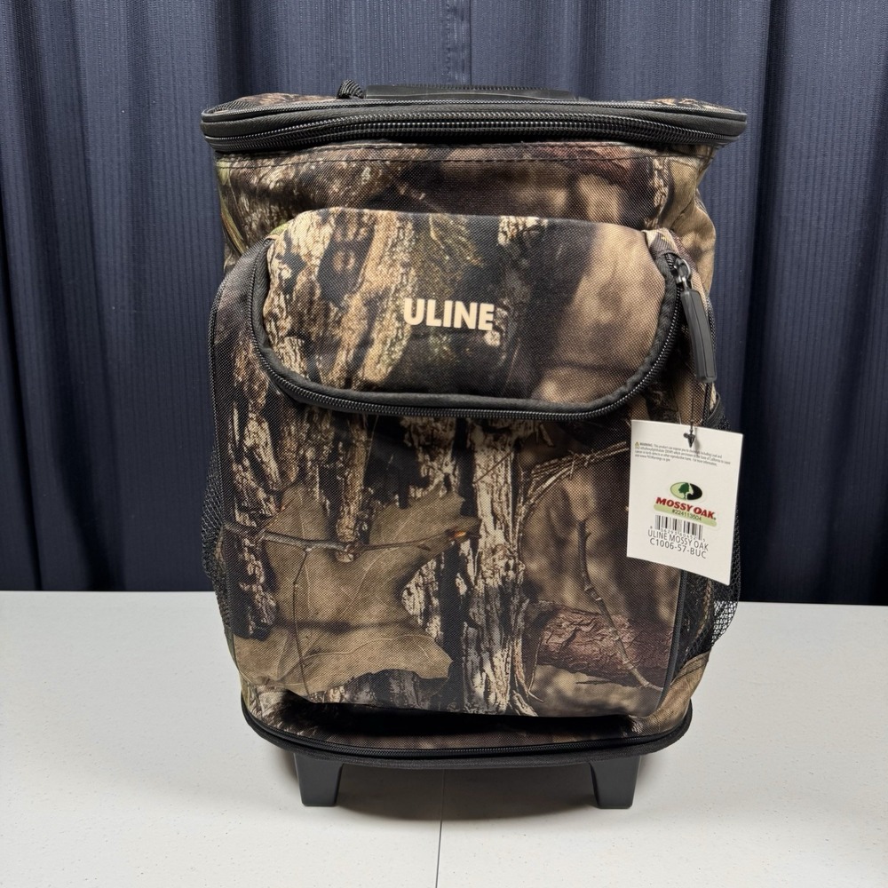 Uline Mossy Oak Rolling Cooler Bag 28 qt 4 Wheels Tow Handle C1006-57-BUC